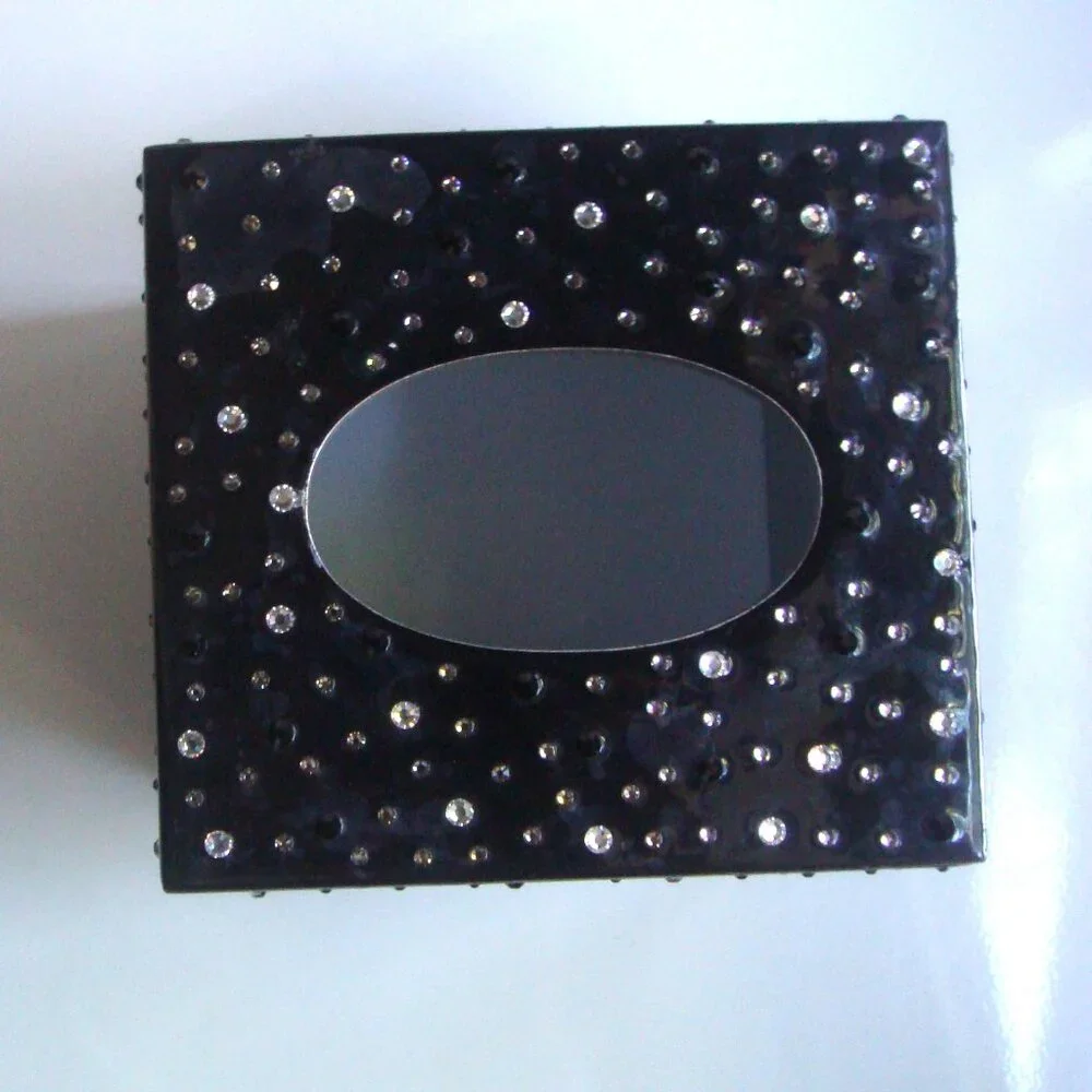 MIKE+ALLY NYC Crystal Ebony Black Boutique Tissue Box Cover